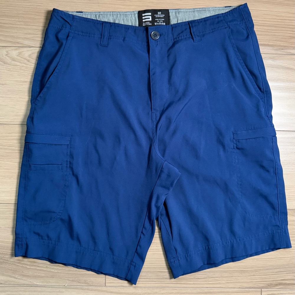 Three Sixty Six Mens Performance Chino Shorts Sz.32 Blue Quick Dry Golf